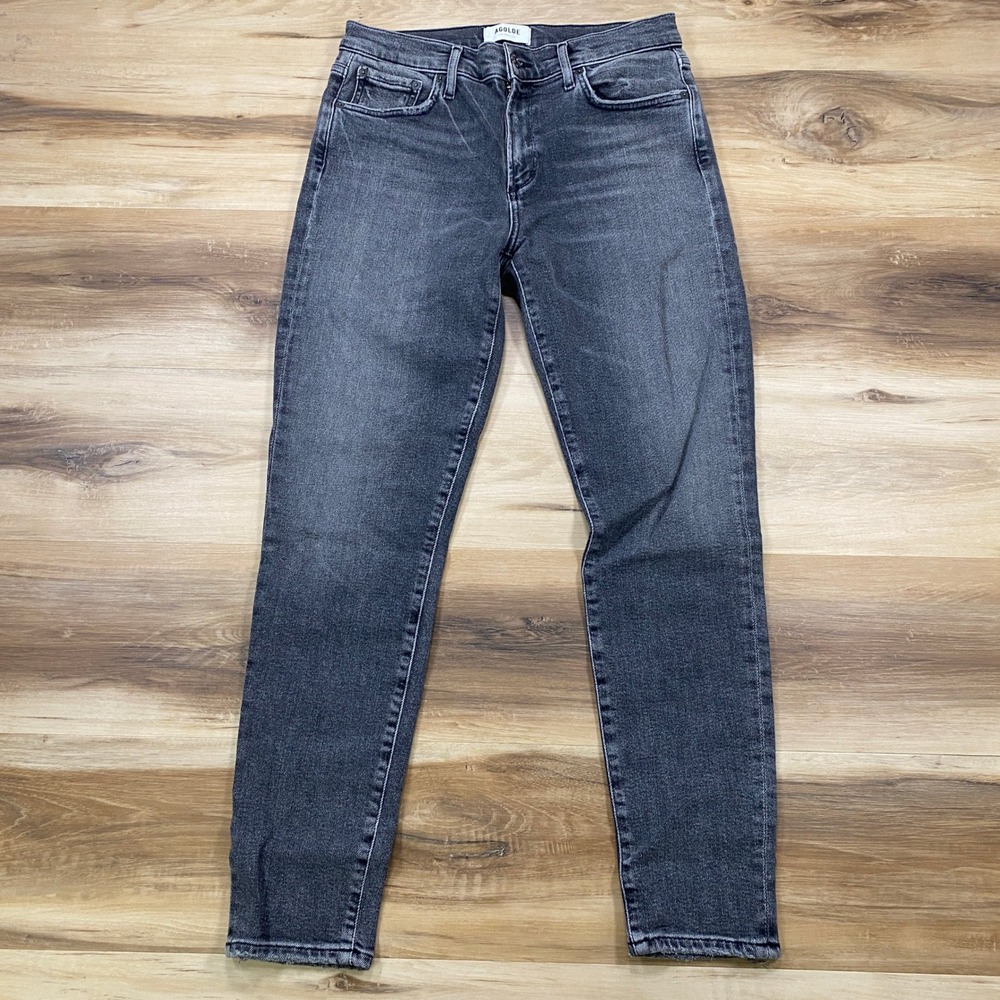 AGOLDE Sophie Skinny Jeans Size 28 Crop Stretch Denim Faded Black A123-1274
